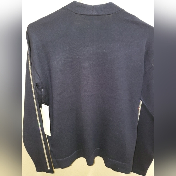 Chloe & Jasmine Diamond Sleeved Navy Blue Cardigan - Picture 7 of 14